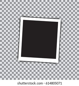 Empty retro photo frame on a transparent background