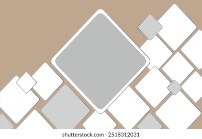 Empty rhombus photo frames. Set of square photo cards different sizes. Vector realistic Mockup for banner design, flyer, leaflet, photo album, portraits, collages. Blank template on beige. EPS10.