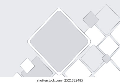 Empty rhombus photo frames. Set of square photo cards different sizes. Vector realistic Mockup for banner design, flyer, leaflet, photo album, advertising, collages. Blank template on gray. EPS10.