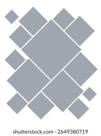 Empty rhombus photo frames. Set of mosaic photo cards. different sizes. Vector realistic Mockup for banner design, flyer, leaflet, photo album, collages. Blank gray template. EPS10.