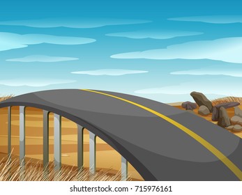 Ruta vacía sobre la ilustración de campo