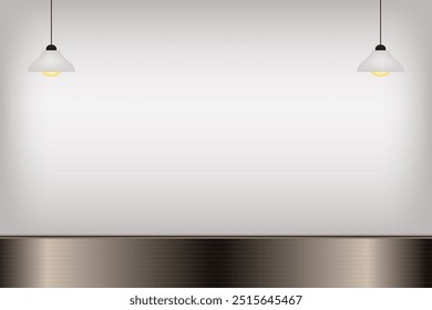 Habitación vacía con la pared en blanco y el piso brillante, Ilustración vectorial