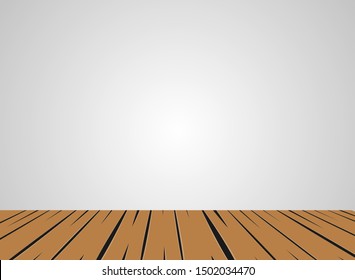 Empty room with brown wooden shelves table on flat design. Wood table space isolated on white background for displaying product. EPS 10 Vector illustration.