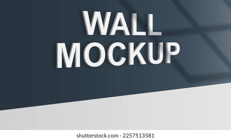 Empty room with dark wall and white floor mockup. Vector illustration. EPS 10.