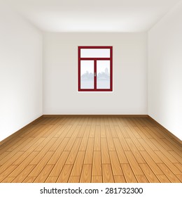 Empty room with hardwood floor. Vector illustration