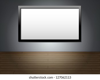Empty room with HD TV at the wall, eps10 vector