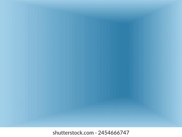 Empty room inside boxes in blue color, Corner room blank stand interior design for show case design.