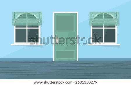 Empty room interior with door and windows. Commercial real estate. Rent concept.