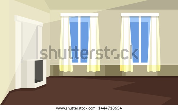 Empty Room Interior Flat Illustration Windows Stock Image