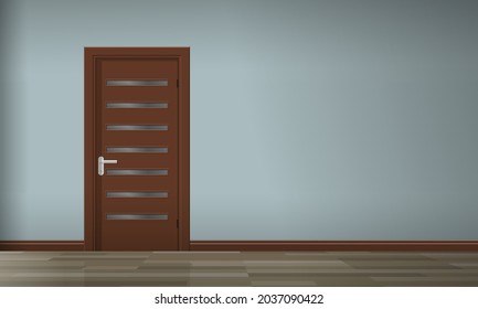 empty room interior with modern door design minimalism style vector illustration