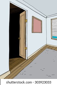 Empty room interior with rug and window blinds
