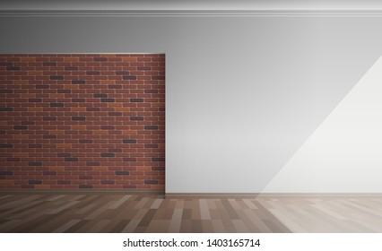 empty room intertior with brick wall element decoration