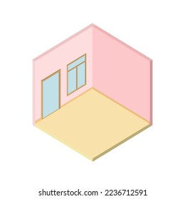 Leeres Zimmer Isometrisch einzeln auf weißem Hintergrund.