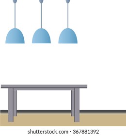 empty room with lamps and desk withe