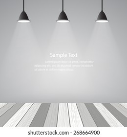 Empty room loft style and white wooden floor. Vector eps10