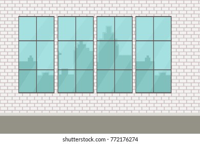 Empty room or office working place. Vector illustration. Flat design