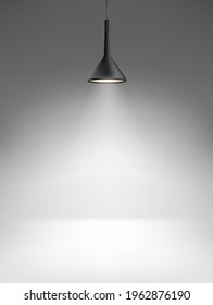 Leeres Zimmer mit einer hellen Lampe