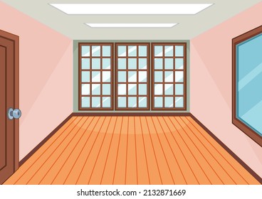 Empty room with pink color illustration