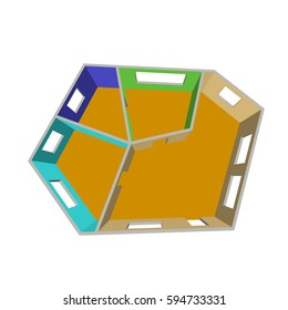 Empty room plan.Isolated on white background.3d Vector illustration.Top view.