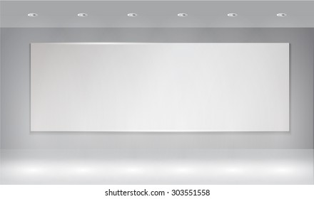 empty room, projector present on gray wall background with light spot, vector