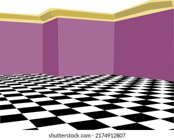 Empty room with purple wall and floor ceramic illustration