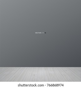 Empty room space background with wall and wooden floor. Vector illustration.