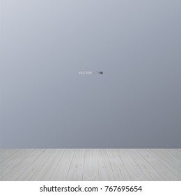 Empty room space background with wall and wooden floor. Vector illustration.