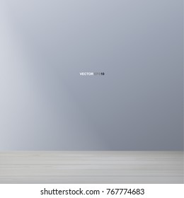 Empty room space background with wall and wooden floor. Vector illustration.