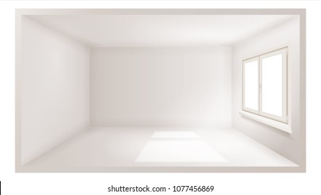 Empty Room Vector. Empty Wall. Sunlight Falling Down. Architecture Background. Living Room. 3d Realistic Illustration