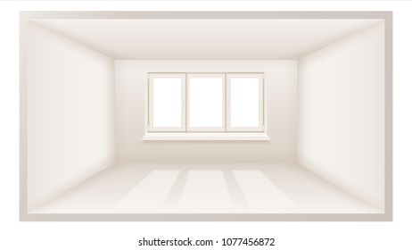 Empty Room Vector. Empty Wall. Sunlight Falling Down. House Interior Background. Comfortable Construction. 3d Realistic Illustration
