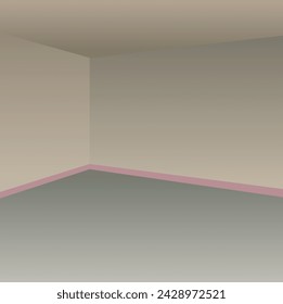 habitación vacía con una ilustración de pared y puerta 