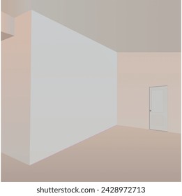 empty room with a wall and door illustration 