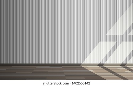 empty room with wall panel decoration and wooden floor and window light interior design
