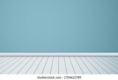 Empty room with a wall and simple interior. Vector texture of wood on the floor. Room for a photo studio or museum with a modern interior design. Free copy space for your text or design.