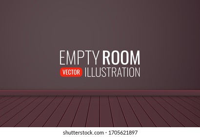 Empty room with a wall and simple interior. Vector texture of wood on the floor. Room for a photo studio or museum with a modern interior design. Free copy space for your text or design.