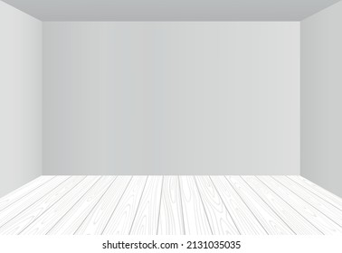 Leeres Zimmer mit weißem Holzboden.Vektorgrafik.