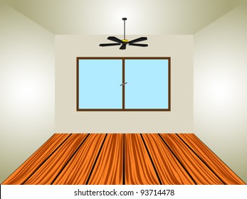 empty room with window and lamp, abstract vector art illustration
