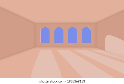 Empty room with window and shadows vector illustration.