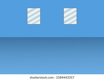 Empty room with windows.Blue abstract background.