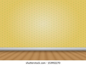 Empty room with wood floor and pattern wall, VECTOR, EPS10