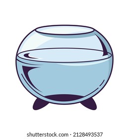 Empty round aquarium. Object in cartoon style.