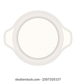 Empty round baking dish with handles, perfect for baking delicious meals