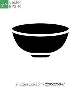 Empty round bowl for kitchen utensil can be use for asian food style icon. Soup element in trendy solid style. restaurant chinese equipment sign. Vector illustration. Design on white background. EPS10