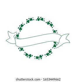 empty round clover frame with ribbon, vector