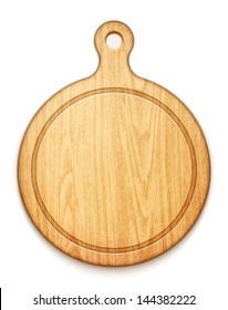 Empty Round Cutting Board On White Background