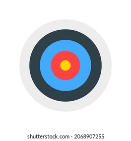 Empty round dartboard isolated on white background. Archery target ring for sport or business infographic. Vector cartoon illustration.