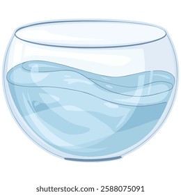 Empty Round Glass Aquarium Transparent Fishbowl on White Background