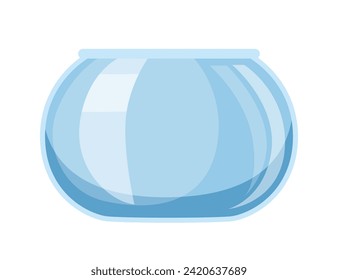 Empty round glass aquarium without lid vector illustration isolated on white background