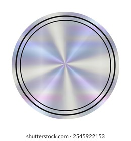 Lege ronde holografische sticker. Cirkelvorm door regenboogkleurverloop met metaaleffect. Leeg embleem met dubbele lijnen.