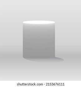 Empty round pedestal. silver circle awarded podium winner for outstanding luxury product advertising display on gray gradient lighting background
